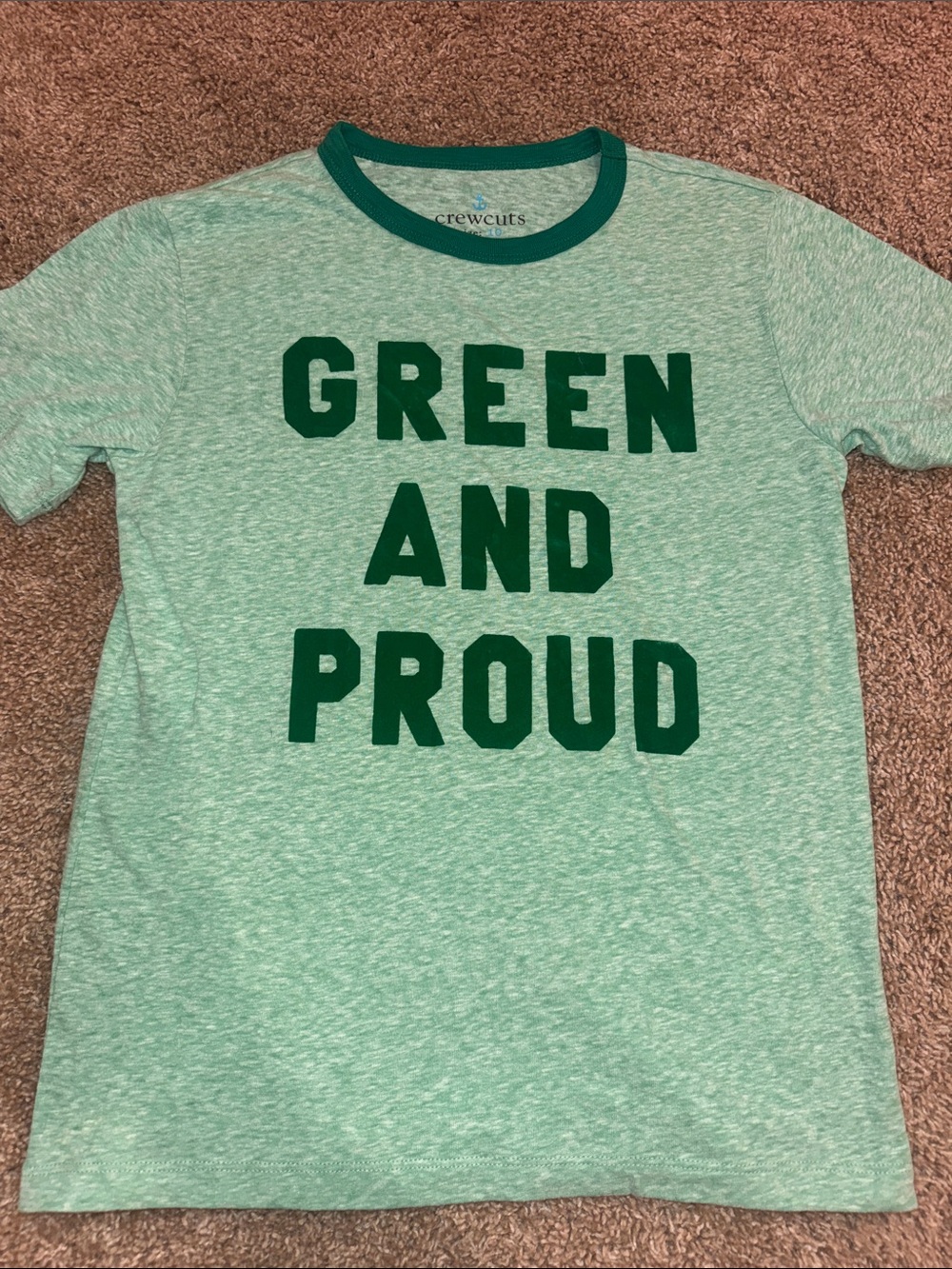 Crewcuts Light Mint Heather 'Green and Proud' Short Sleeve Ringer Tee